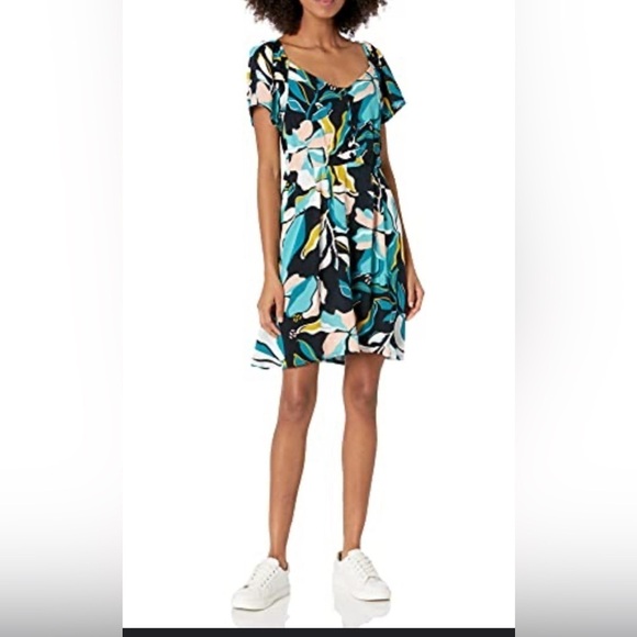 Roxy Off Shoulder Shimmy Over Tropical Dress sz Small - Picture 1 of 8
